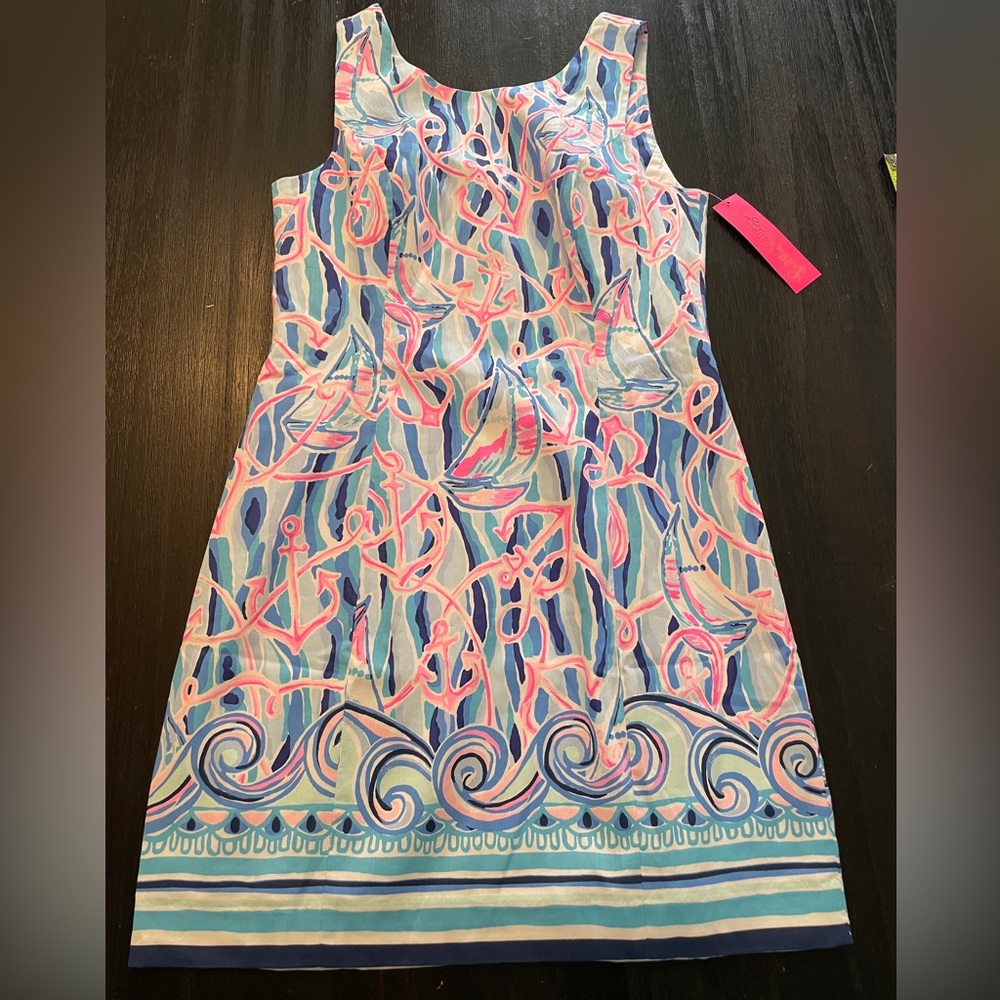 Lilly Pulitzer Mila Dress Stretch Shift Skim Blue Mini Summer NEW